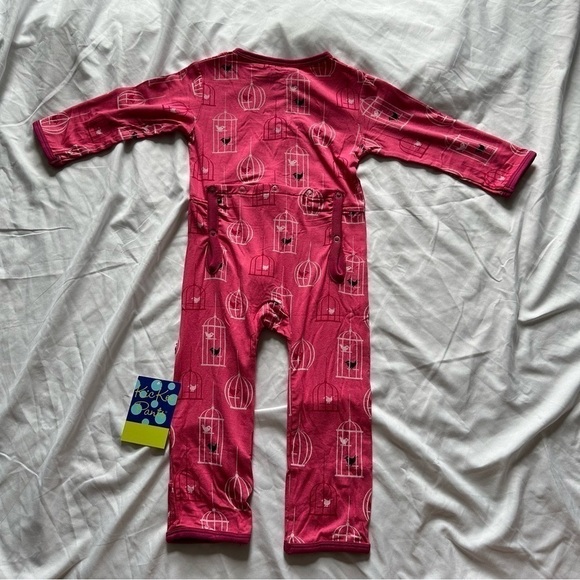 Kickee Pants Basic Fitted Coverall Pajamas Zip-Up w/ Butt Flap Pink Size 6-9mo - Picture 3 of 3
